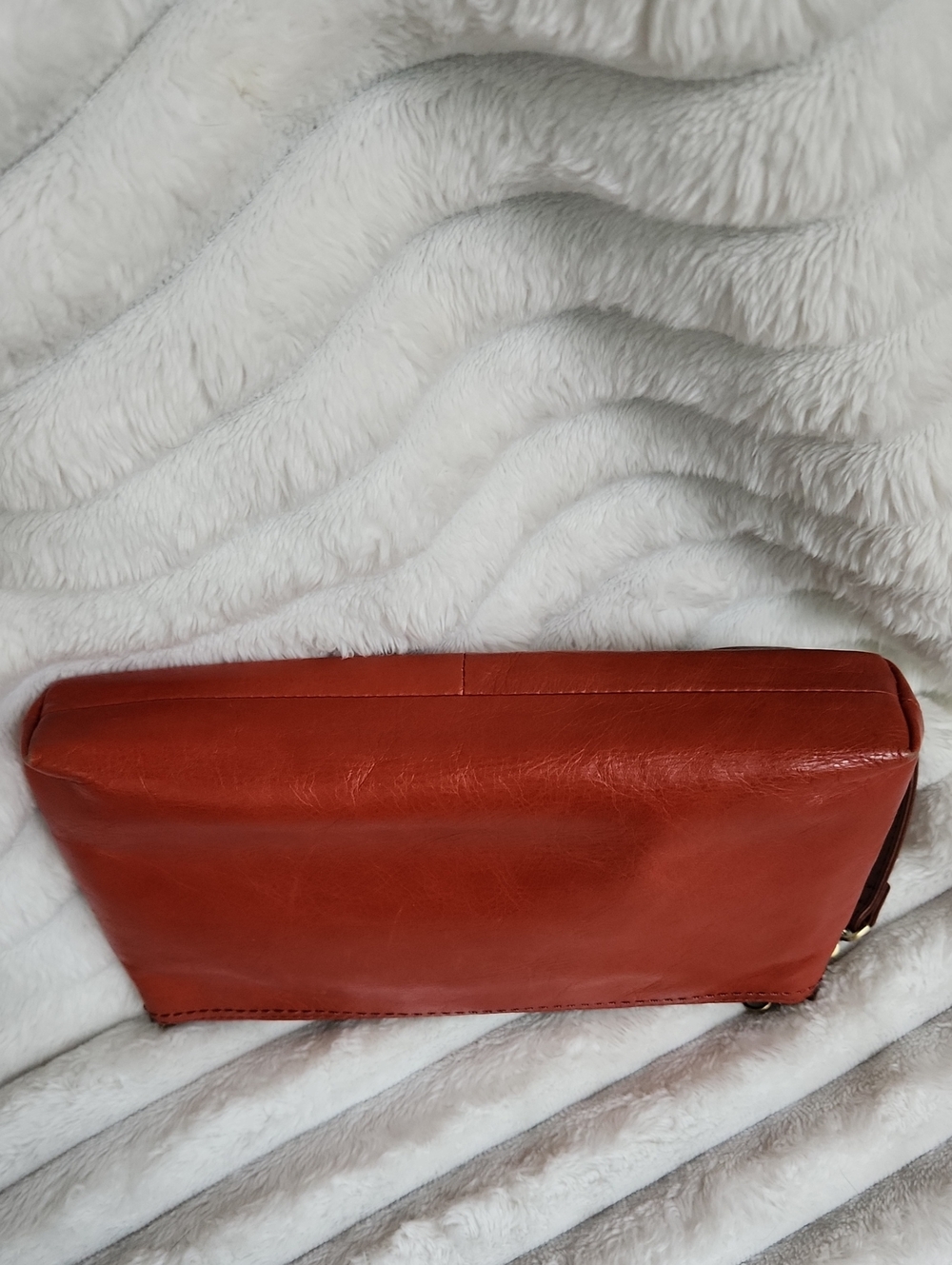 Rust Orange Leather Wristlet/ Clutch/Shoulder Bag - Picture 4 of 15